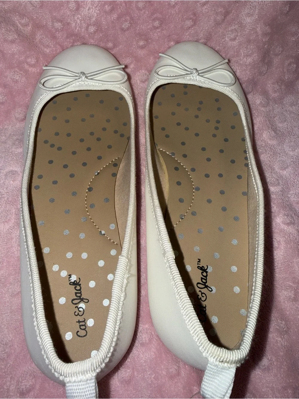 Cat & Jack Girls White Ballet Flats with Bow